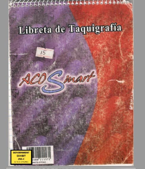 Una de las supeustas 'narcolibretas' de Nery López Sanabria.