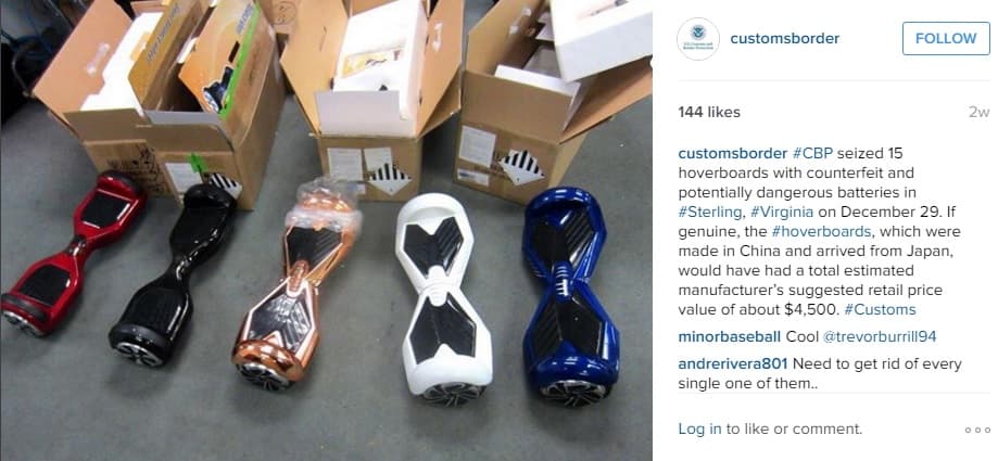 En Virginia, fueron incautados 15 patinetas Hoverboard con baterías defectuosas.