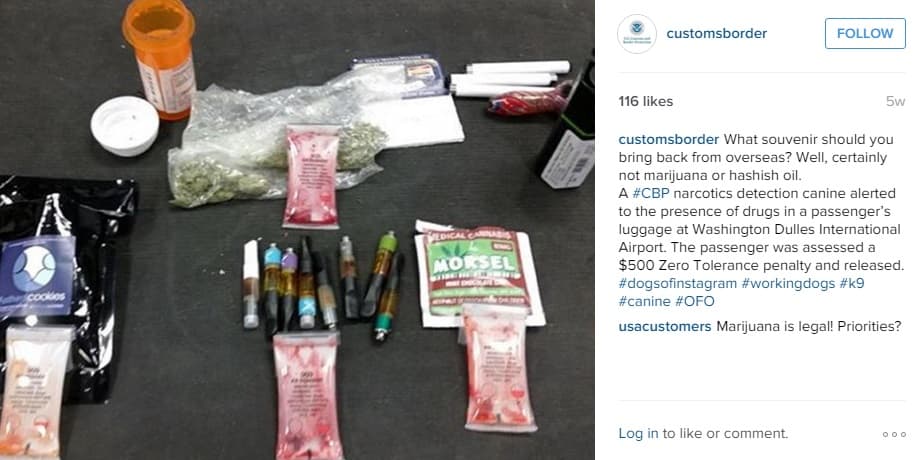 Antes de regresar a casa de una vacación, revise bien los “souvenirs” que trae. Un hombre llegó al aeropuerto de Washington Dulles con aceite de hashish y marihuana para consumo personal, pero eso no es tolerado por las autoridades.