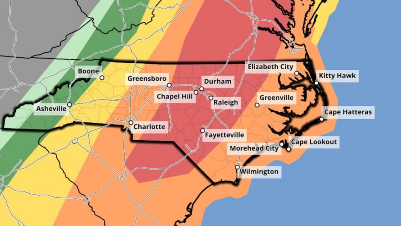Vientos dañinos, tornados y granizo: Alertan por riesgo de tormentas severas en Carolina del Norte