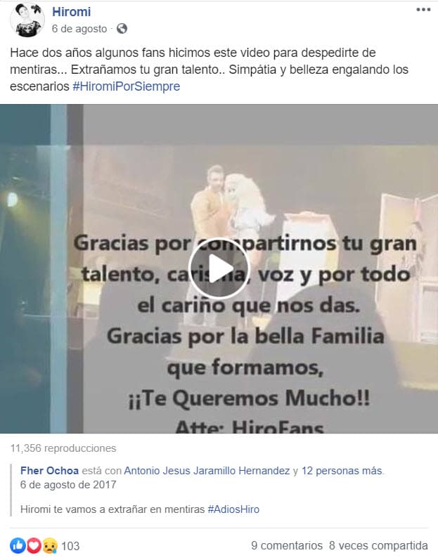 Desde la muerte de Hiromi, su cuenta de Facebook ha registrado esporádicos movimientos, aunque los últimos meses, se han hecho publicaciones de los proyectos en los que trabajó a modo de homenaje.