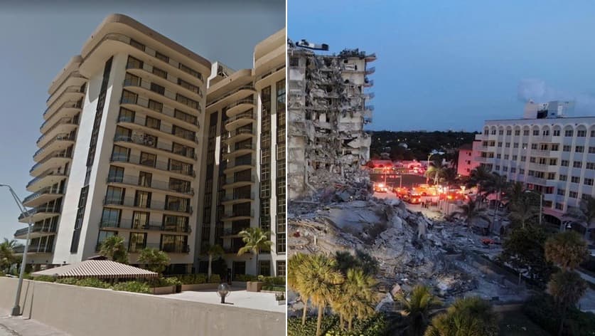 El antes y después de Champlain Towers, el edificio que se derrumbó en Miami Beach