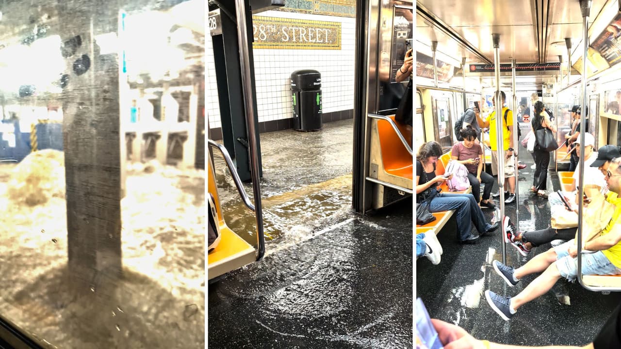 Así se inundó la estación de la calle 28 del "subway" en Nueva York