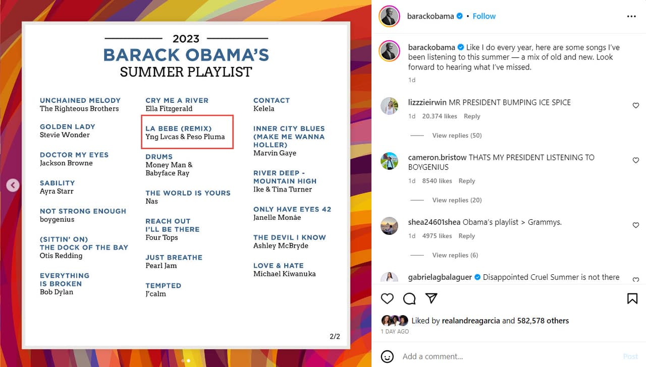 'Peso Pluma' en el playlist de Obama.