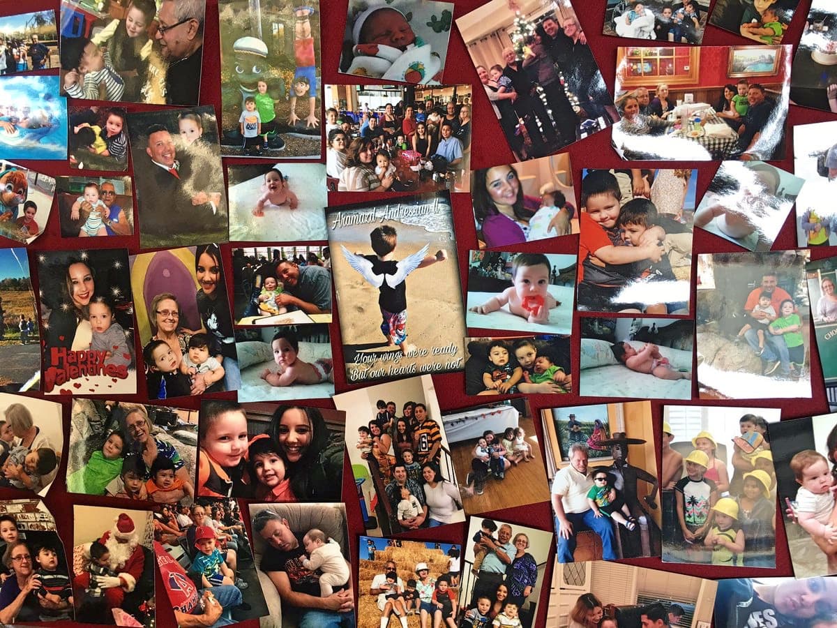 Fotos del recuerdo que colocaron familiares en la despedida de 'Piqui'.