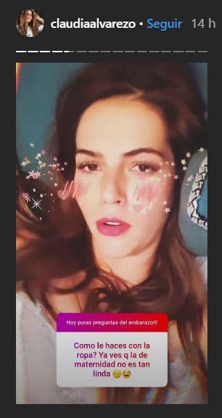 Al abordar el tema de la vestimenta que utiliza actualmente, ella señaló: "La ropa de maternidad es horrible. Yo sigo poniéndome mi ropa, menos los jeans". 
<br>