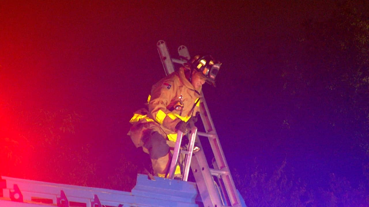 Los bomberos llegaron al lugar del incidente y tuvieron que cavar para poderla subir por unas escaleras.