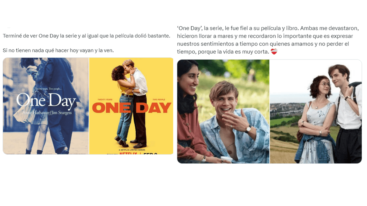Fans debaten en redes sociales si la serie 'One Day' de Netflix es mejor que la película.