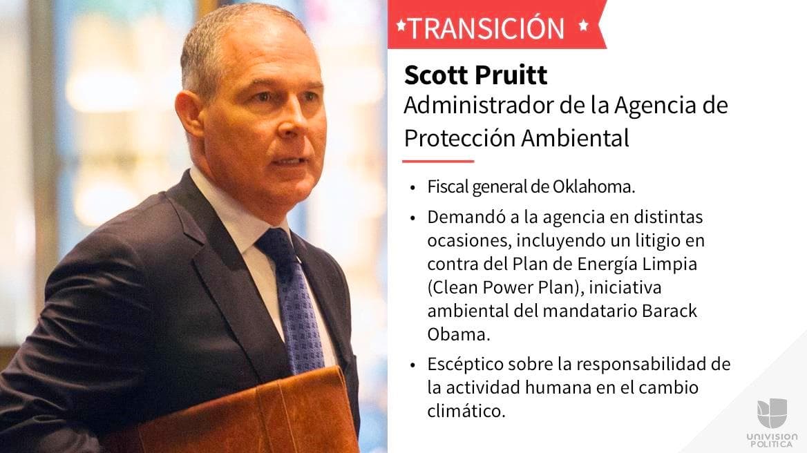 La paradoja Scott Pruitt: el jefe de la agencia de protección ambiental enemigo de las regulaciones que debe defender