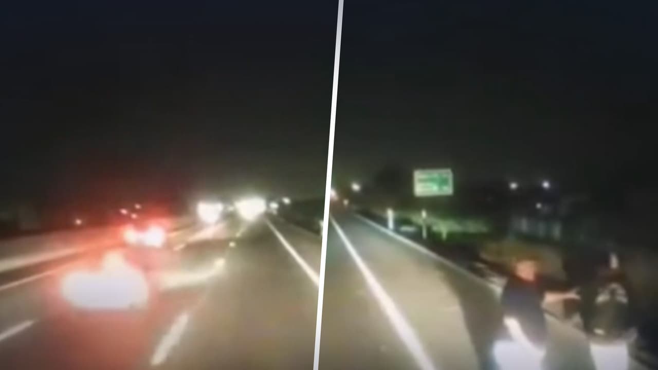 Imágenes impactantes: atropellan a motociclista a gran velocidad y vive para contarlo