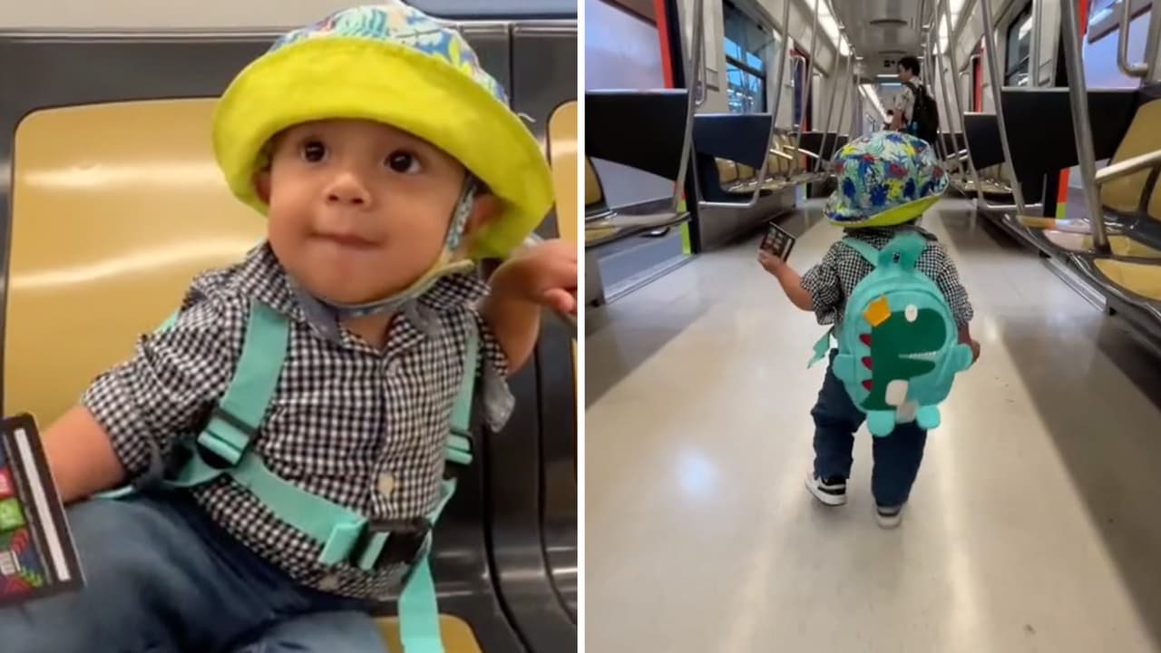 Bebé de 2 años sabe viajar en Metro “mejor que un adulto” y causa furor en TikTok