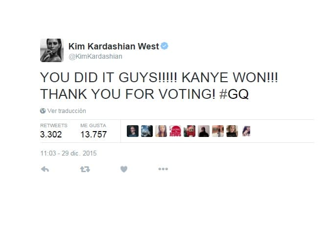 Finalmente, cuando se dio a conocer su triunfo, Kim agradeció a todos sus seguidores por haber apoyado a su polémico esposo.