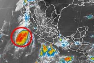El avance de la tormenta Hernán. (Imagen del Servicio Meteorológico Nacional mexicano).