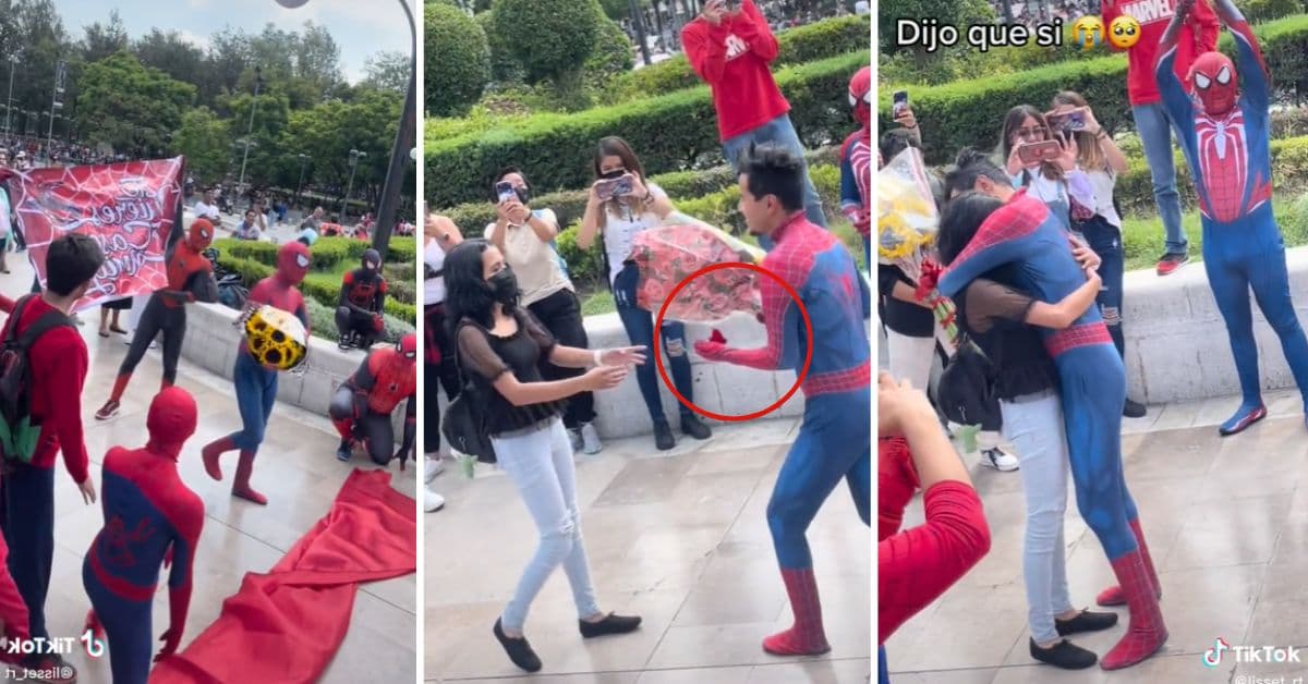 Hombre le pide matrimonio a su pareja vestido de Spider-Man
