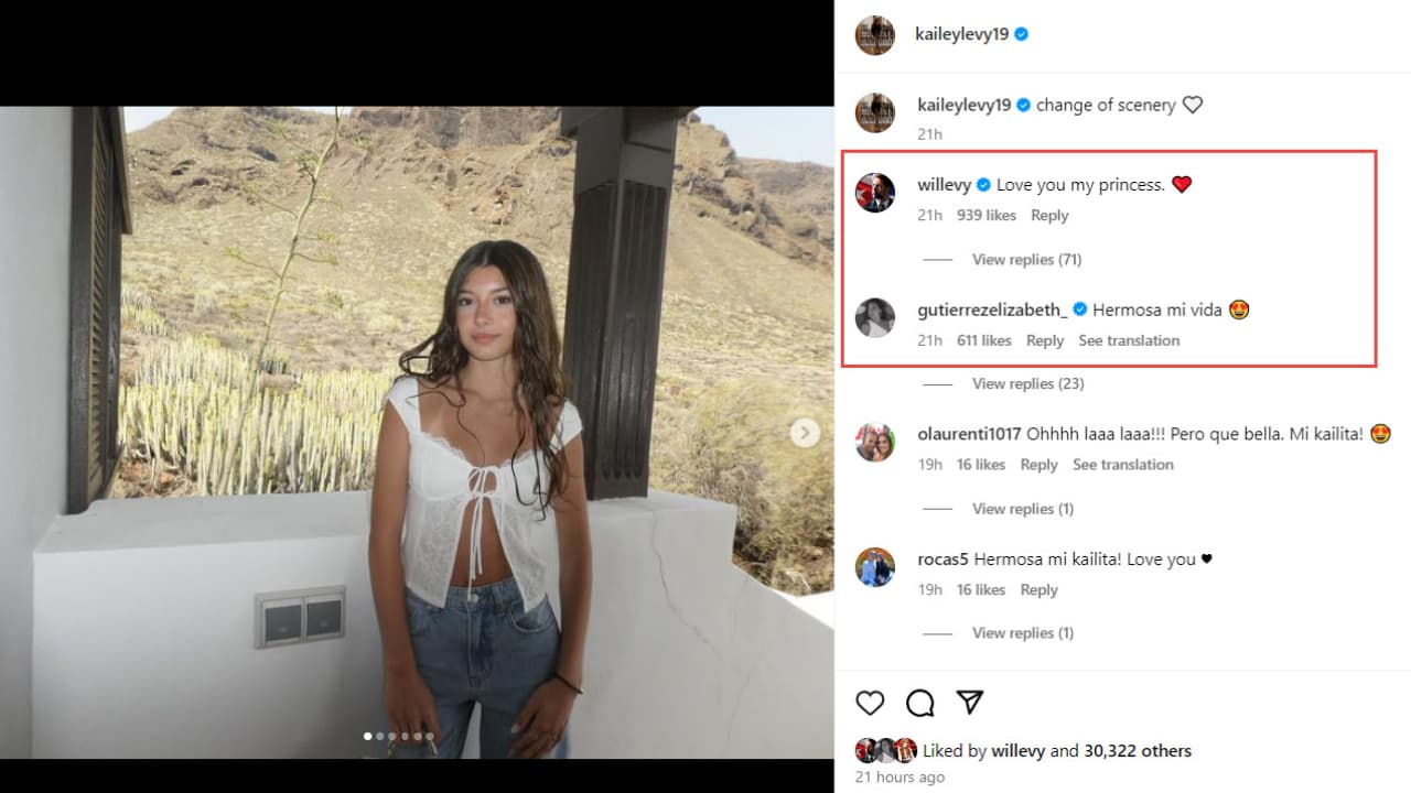 William Levy y Elizabeth Gutiérrez reaccionan a la publicación de su hija.