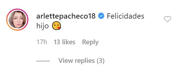 "Felicidades, hijo", le escribió, en alusión a su 'lazo' familiar. 
<br>