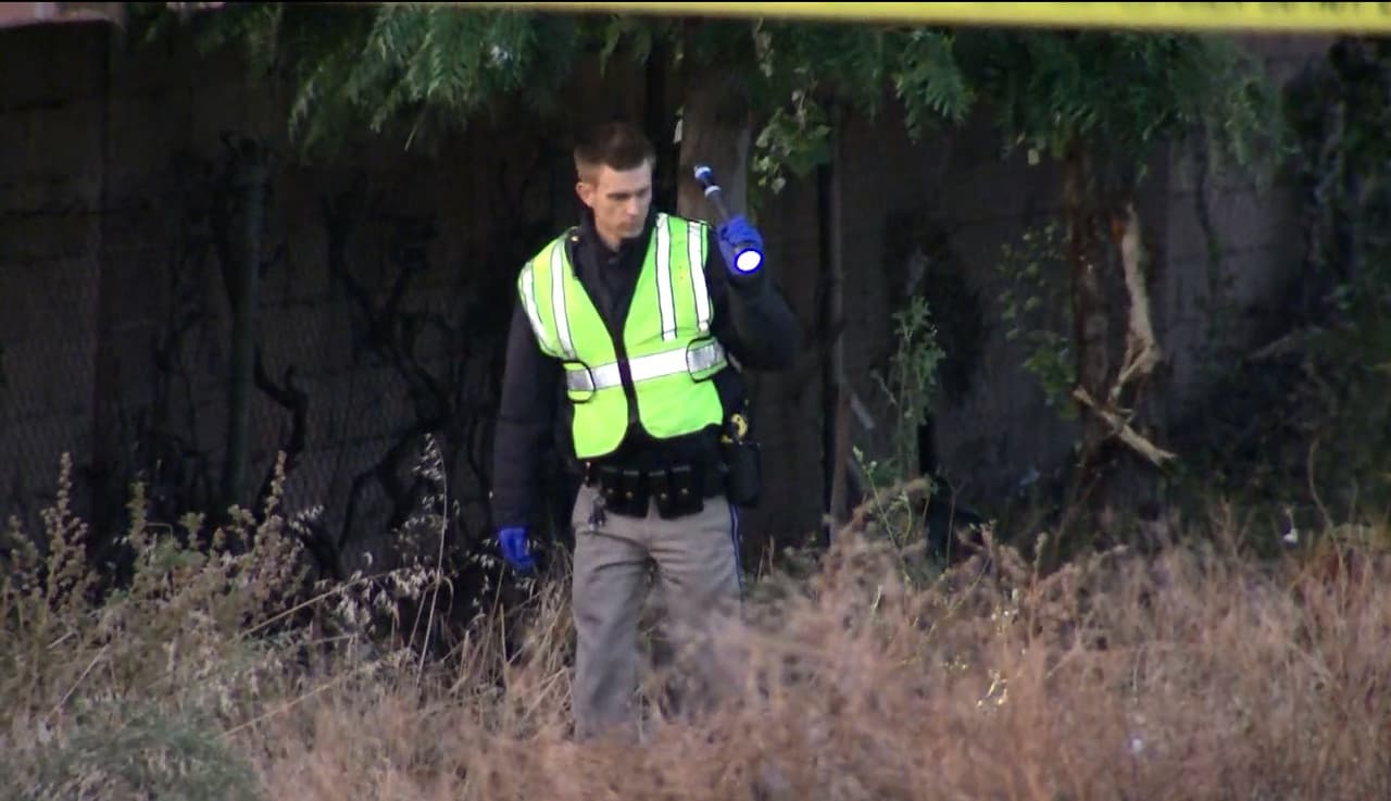 Los oficiales buscan cualquier pista en la maleza cercana a la vía que les ayude a descifrar las causas del accidente.