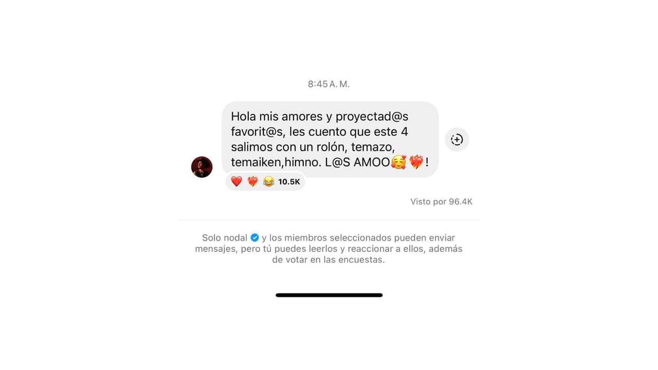 El mensaje que Nodal mandó a sus seguidores.