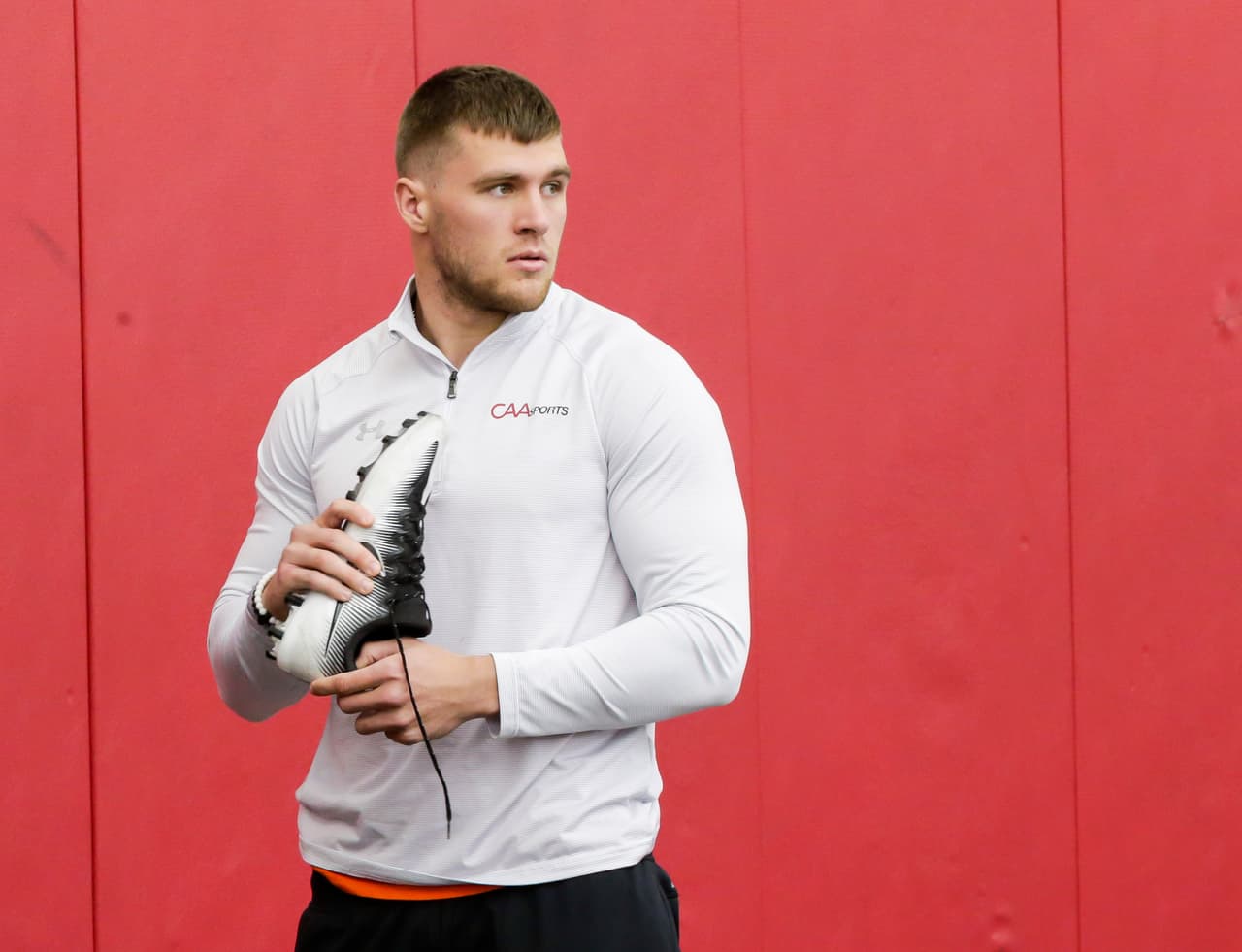 Former Wisconsin linebacker T.J. Watt watches during the Wisconsin's Pro Day Wednesday, March 15, 2017, in Madison, Wis. (AP Photo/Andy Manis)
