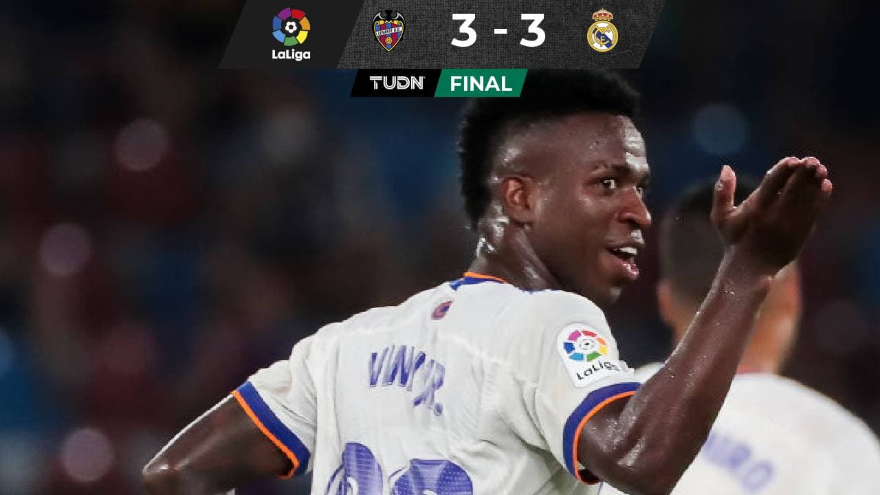 Vinícius, con doblete, evitó la derrota del Real Madrid ante el Levante