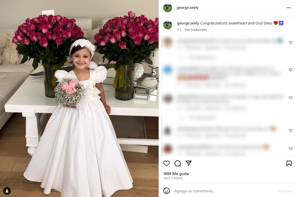 George Seely reacciona a la presentación ante la iglesia católica de su hija Bella, a quien tuvo con Marlene Favela.