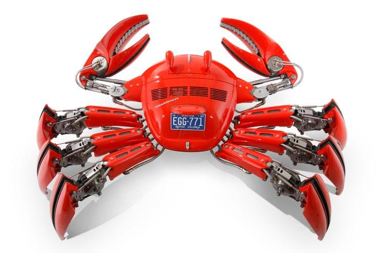 La pieza 
<b>EGG 771 </b>es
<b> </b>una gran escultura con forma de un cangrejo hecho con partes recicladas de Volkswagen y otros materiales reciclados. La obra es una edición limitada de 30 x 40 pulgadas.