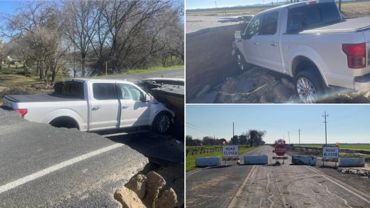 Nuevamente un vehículo termina en socavón por ignorar señalamientos en Tracy