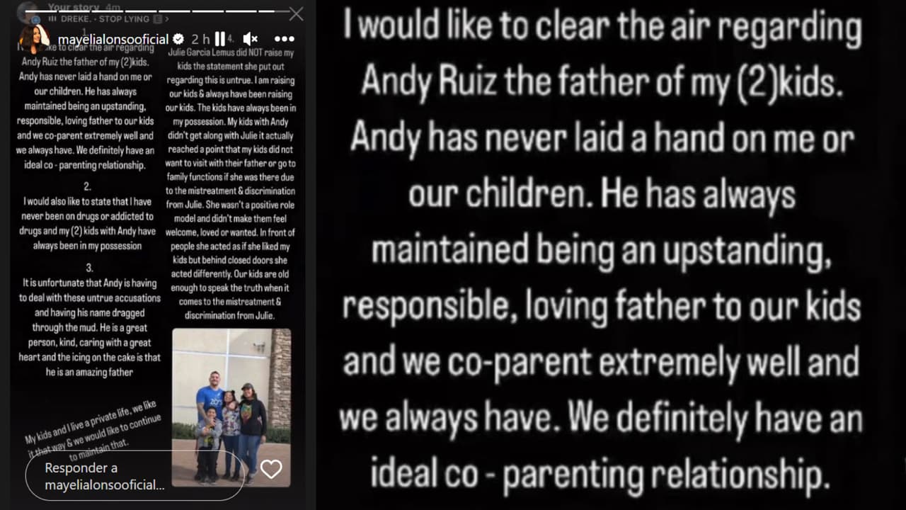 En un primer punto, Sandra Nicole habría dejado claro que Andy Ruiz Jr. "nunca ha puesto una mano en mí o en nuestros hijos".