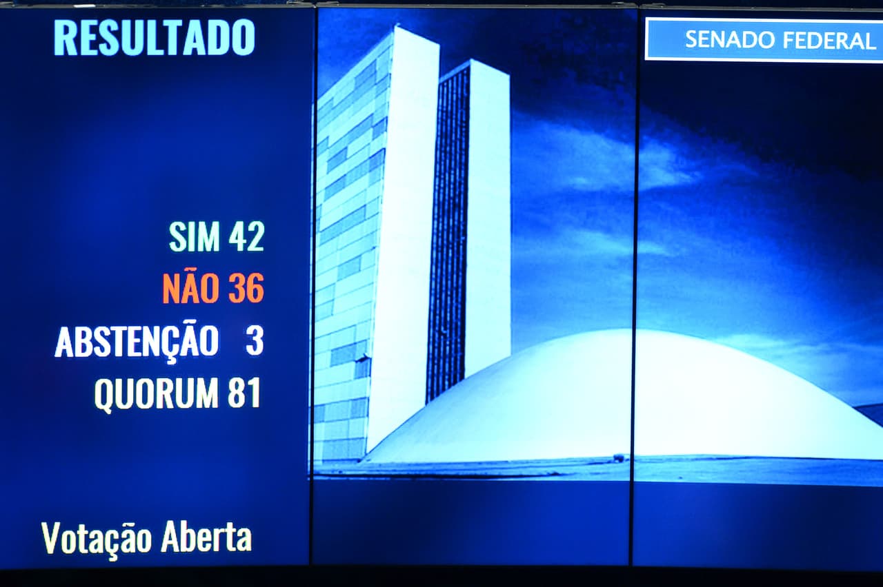 Así quedó la votación del juicio en el senado de Brasil, el 31 de agosto de 2016, que destituye definitivamente a Rousseff.