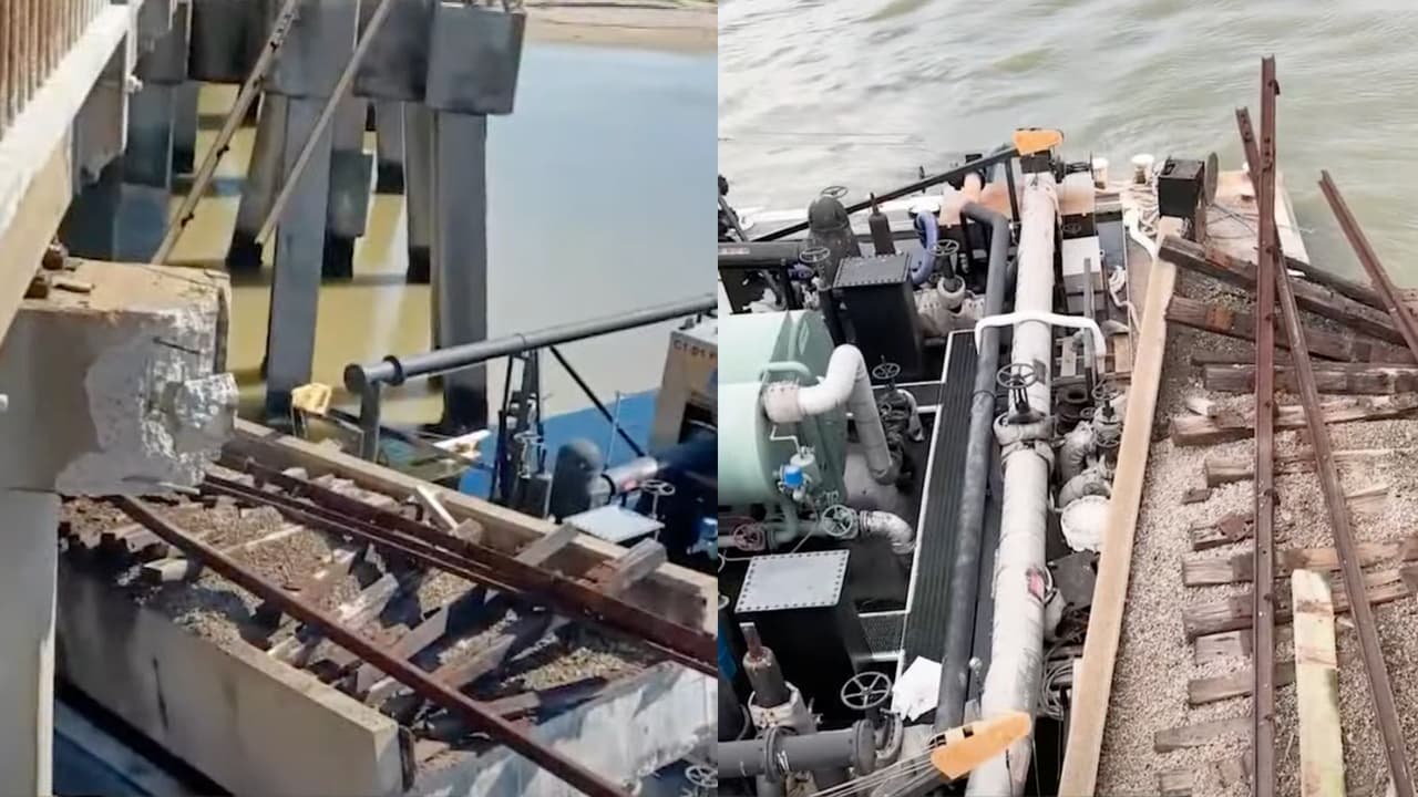 Despliegan barrera para intentar contener el derrame de petróleo en la bahía de Galveston