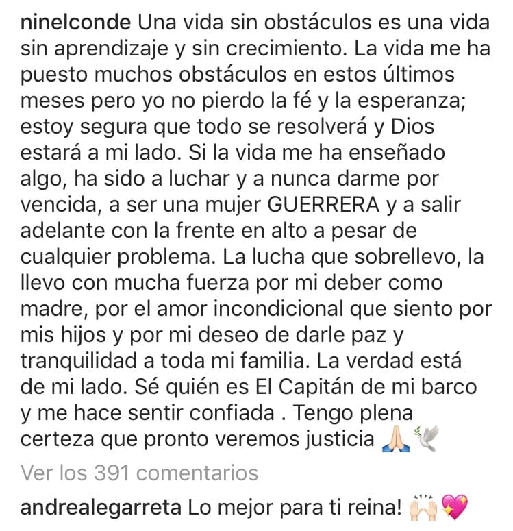 La conductora Andrea Legarreta también se indignó por el proceso que está enfrentando Ninel Conde y su hijo Emmanuel, y a través de una red social escribió: “Lo mejor para ti reina”.