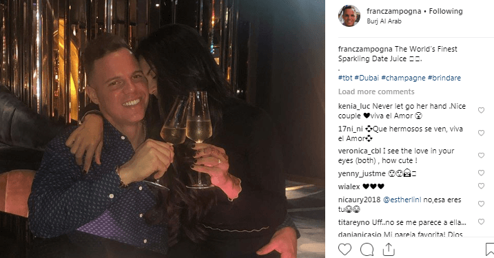 Un momento que resulta tan romántico como enternecedor, primero por la sonrisa de felicidad que Francesco tiene y también por la manera tan tierna en que la dominicana se acurruca en él.