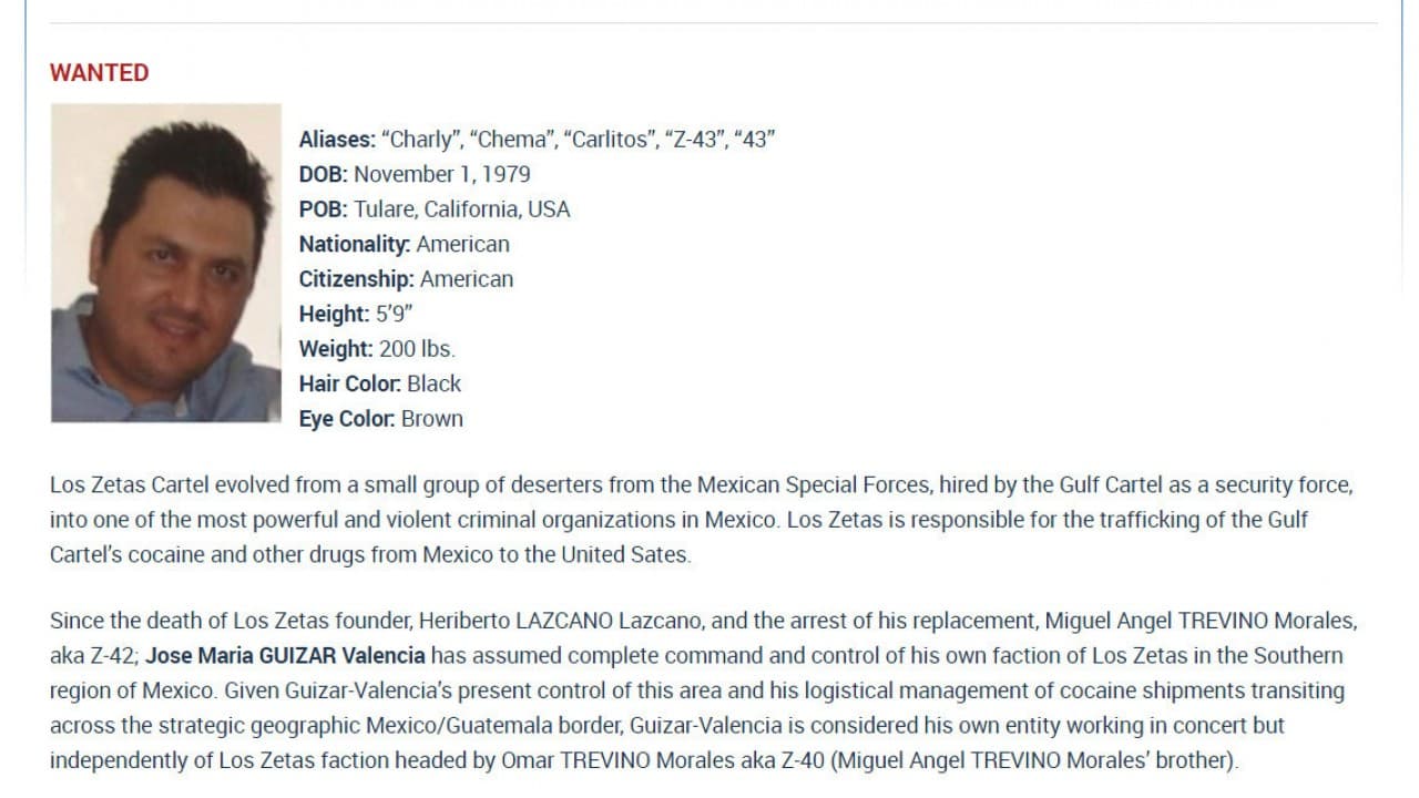 México anuncia la detención del 'Z43', uno de los presuntos líderes de Los Zetas, por el que EEUU ofrecía $5 millones