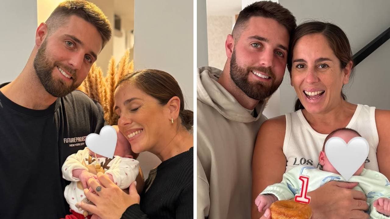 Anabel Pantoja y su pareja David Rodríguez junto a su hija Alma.