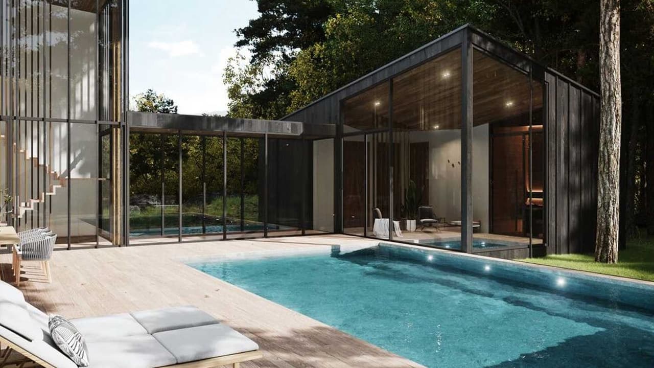 La residencia principal, de 5,983 pies cuadrados, incluirá cuatro cuartos, seis baños, una piscina, una terraza, un área de spa, múltiples salas de estar, un garaje con capacidad para tres autos, un jardín y una huerta.