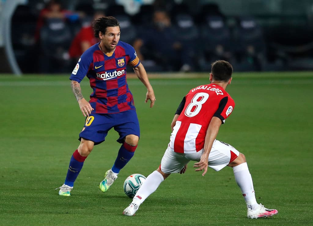 Suárez y Griezmann acompañaron a Messi en el ataque, esperando que el argentino llegue a sus 700 goles.