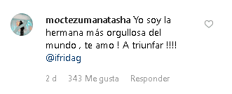 Frida Sofía también recibió un mensaje de aliento de parte de su hermanastra Natasha,
<b>hija de Pablo Moctezuma</b> y Beatriz Pasquel.