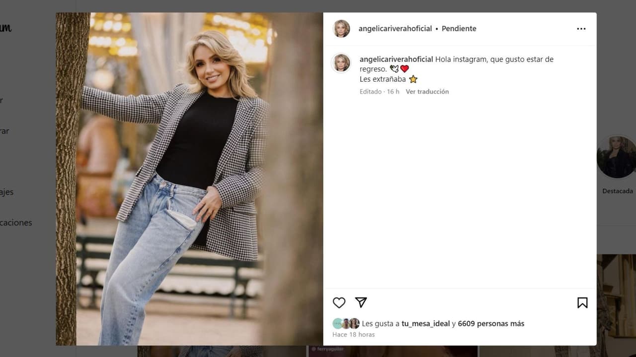 Angélica Rivera regresa a Instagram.