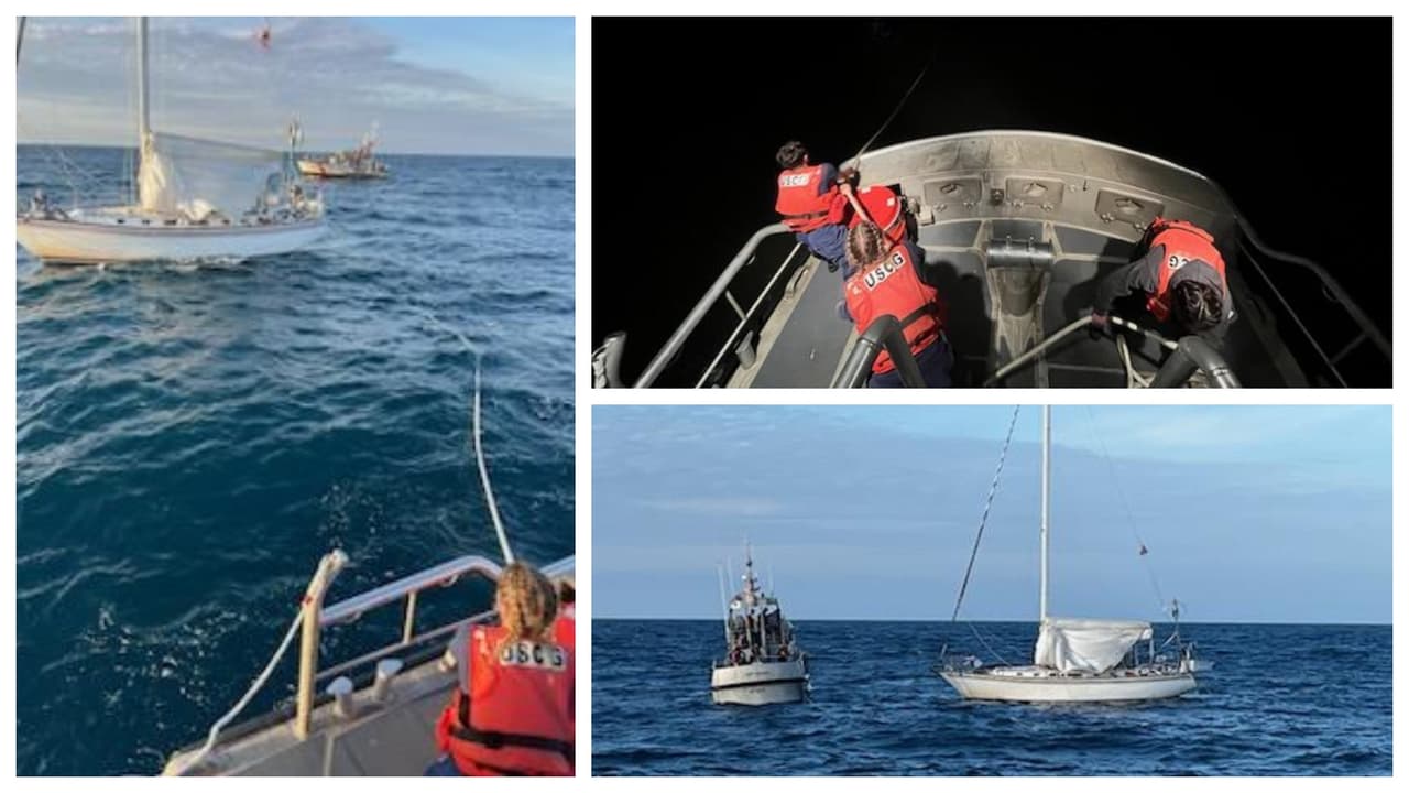 Así fue el rescate de un velero en costas de Carolina del Norte por la Guardia Costera  