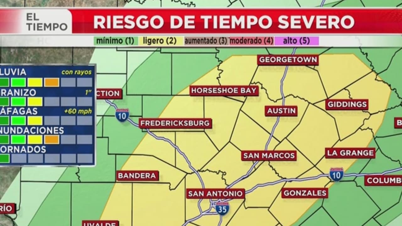 Se esperan posibles tormentas severas para el centro de Texas esta tarde 