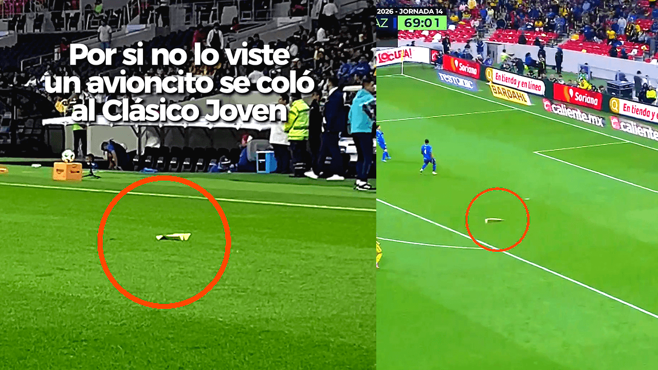 Un 'avioncito' se roba el show del Clásico Joven en el Estadio Banorte!