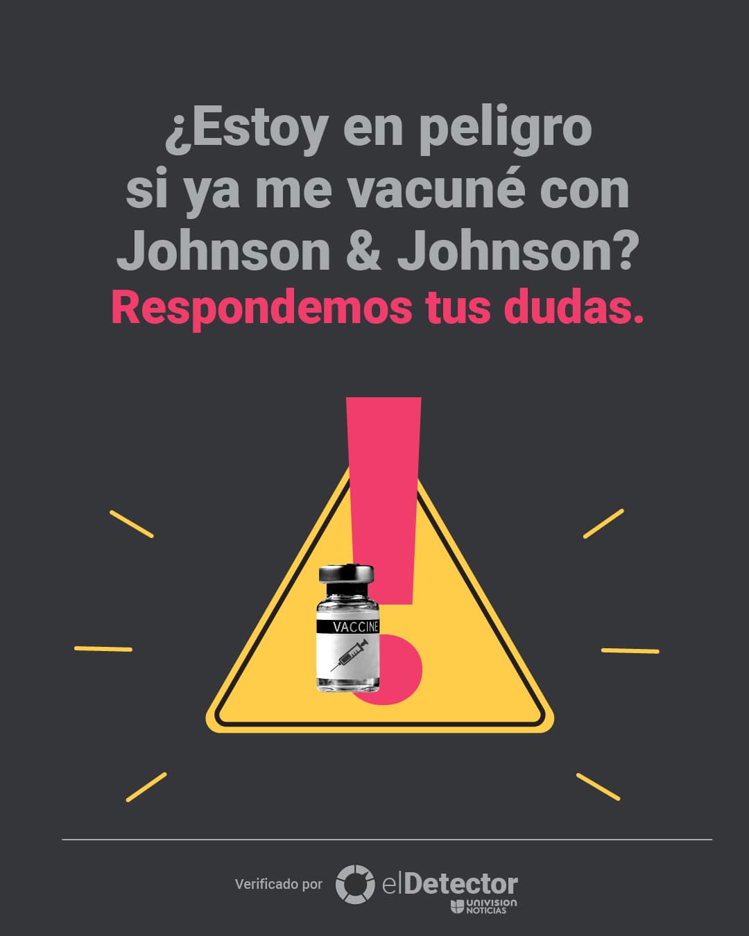 ¿Cuáles son las probabilidades de que presentes una trombosis si te pusiste la vacuna de Johnson & Johnson? ¿Es cierto que la píldora anticonceptiva tiene algo que ver con los coágulos que algunas mujeres desarrollaron al aplicarse esta vacuna? Respondemos estas y otras dudas 
<a href="https://www.univision.com/noticias/vacuna-pausa-johnson-johnson-peligro-coagulos-trombos-suspension" target="_blank">en esta verificación de <b>El Detector</b></a>. 
<br>