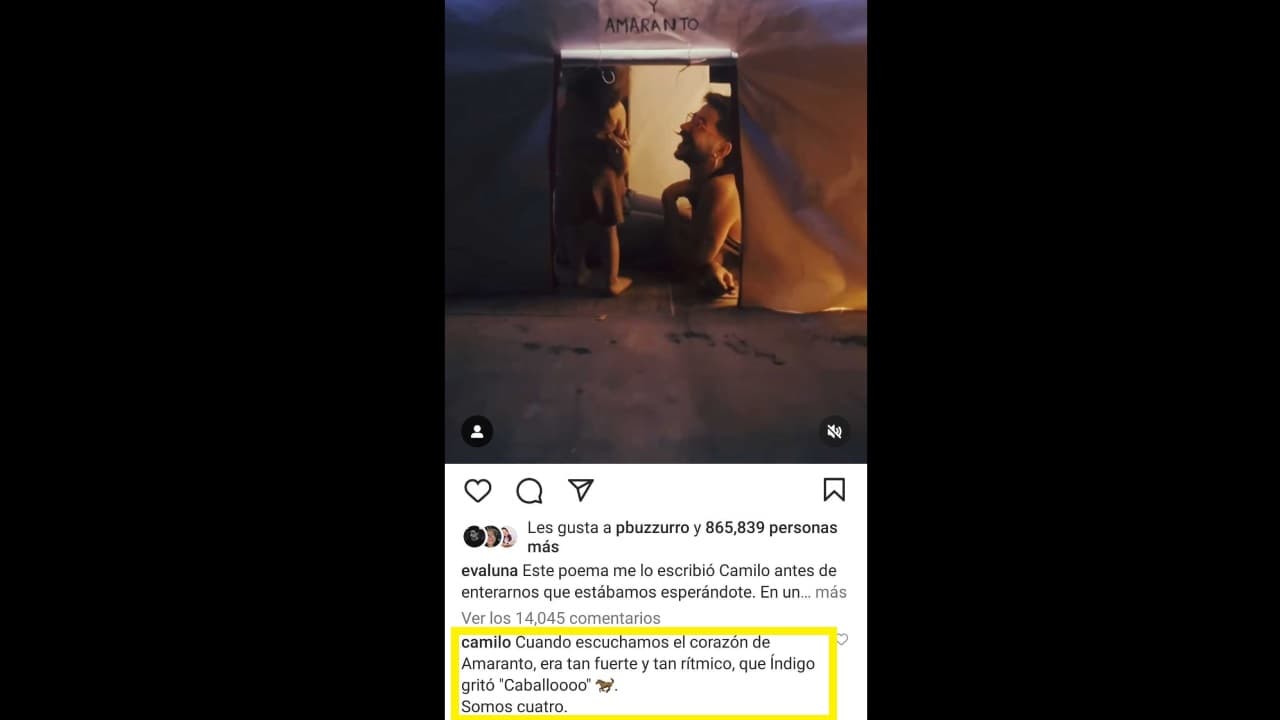 Camilo revela qué dijo Índigo al escuchar el corazón del bebé