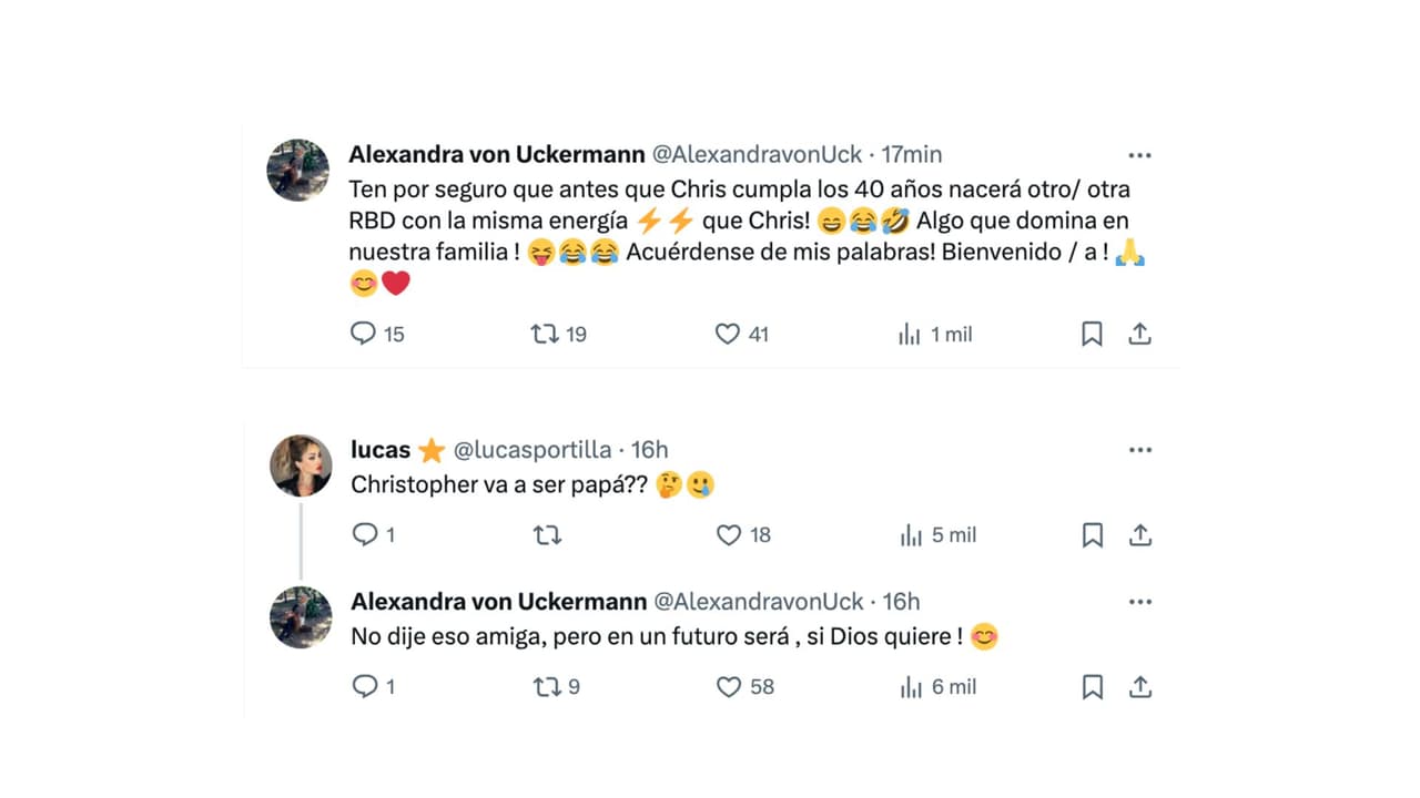 Los comentarios de la mamá de Christopher Uckermann causaron revuelo ante la posible paternidad del actor.
