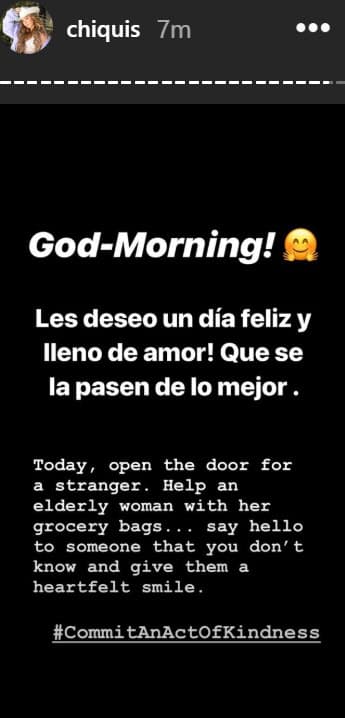 A través de sus historias de Instagram escribió: "¡Les deseo un día feliz lleno de amor! Que se la pasen de lo mejor".
<br>