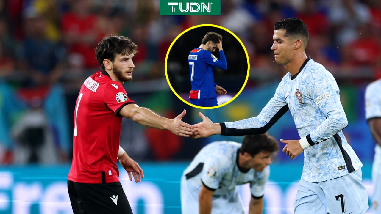 Cristiano Ronaldo consuela a Kvaratskhelia al enterarse de su lesión