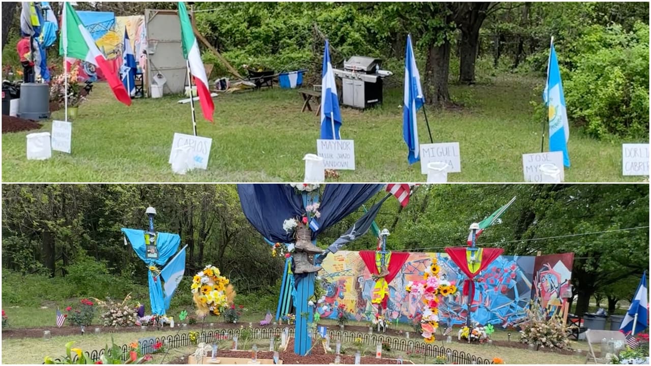 Más objetos y más dolor: crece el altar por las víctimas del puente de Baltimore