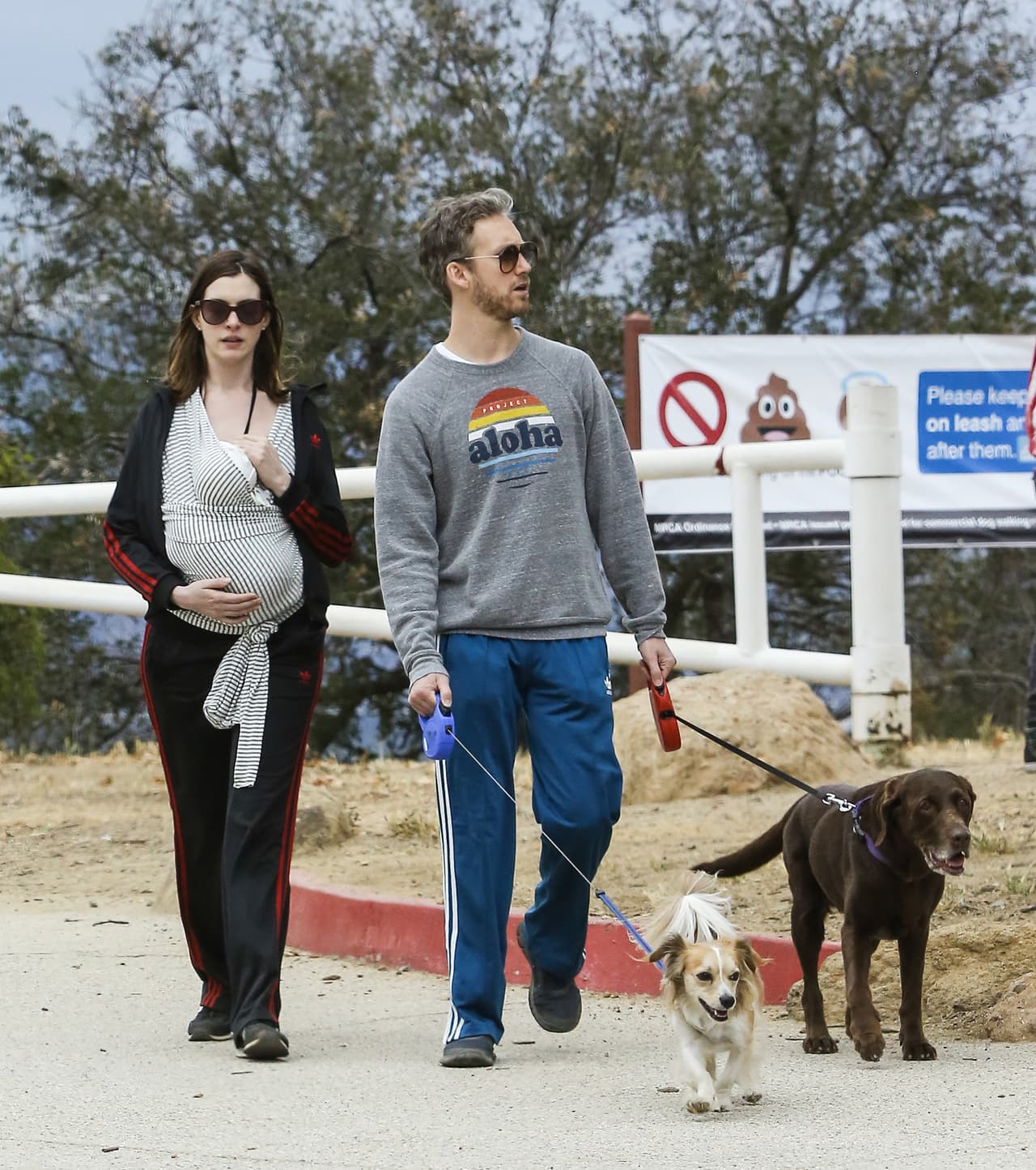 El pequeño Jonathan ya acompaña a sus papis durante los paseos con sus perritos.