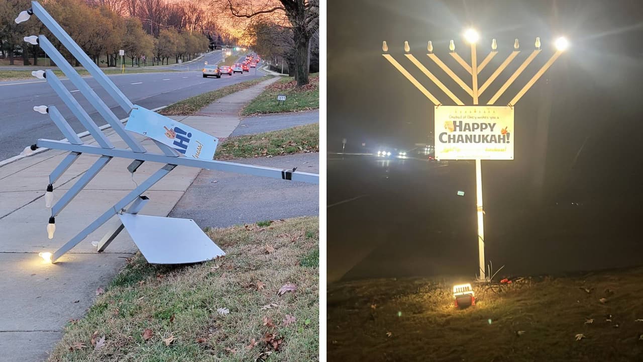 Vandalizan menorá frente a la sinagoga de Olney previo al comienzo de las celebraciones de Hanukkah
