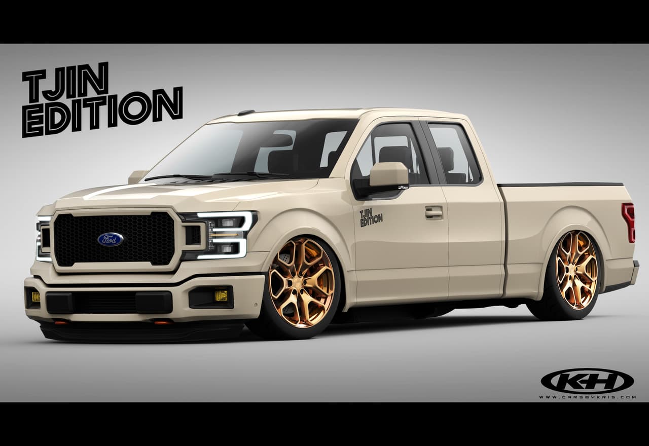 <b>Ford F-150 Tjin Edition</b>
<br>No estamos seguros de qué tan bien luce, pero estamos convencidos de que estas pickups bajas tienen una gran cantidad de seguidores. Su equipamiento está integrado por suspensión Air Lift, rines Rotiform de 24 pulgadas, llantas Falken, mientras que la cabina está personalizad en color negro y naranja. Su motor es un V8 de 5.0L con transmisión automática de 10 velocidades.
